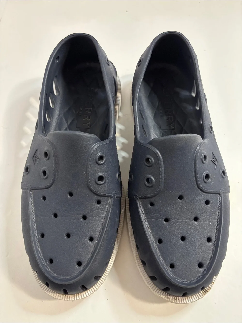 Sperry Men's Navy Perforated Slip-On Boat Shoes Sz 9 VGC